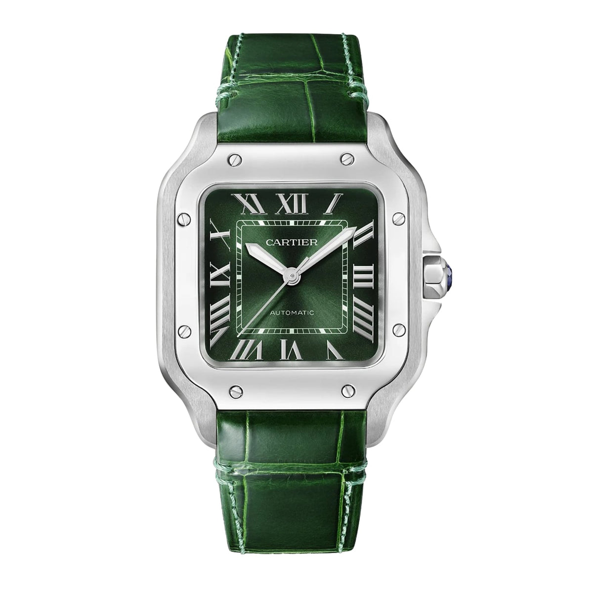 Santos de Cartier Medium Model | 35mm, Steel, Green Dial