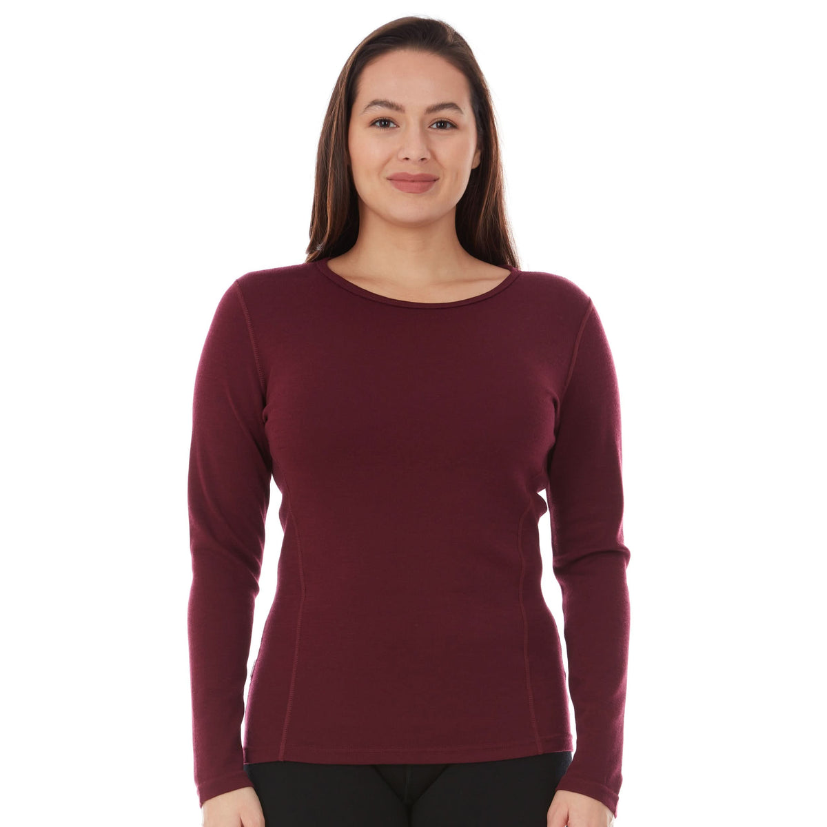 Midweight Women's Wool Crew Top -  100% Merino Wool