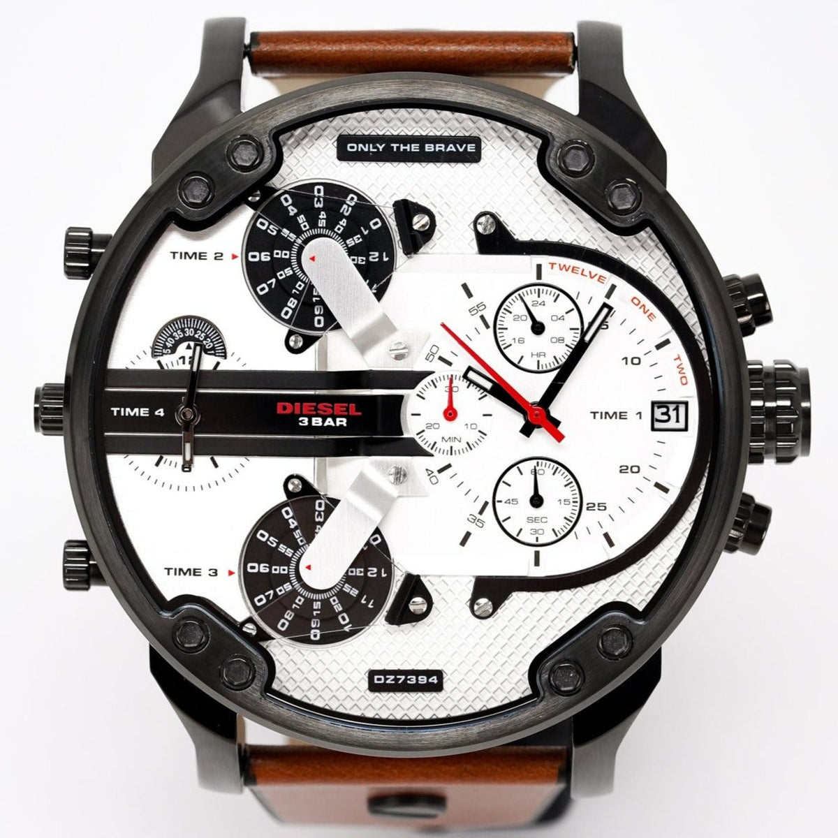 Diesel DZ7394 Mr. Daddy 2.0 Chronograph Men's Watch – Silver Dial & Brown Leather Strap